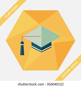 Education Cap flat icon with long shadow,eps10