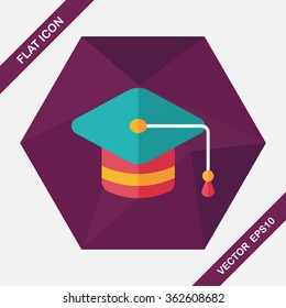 Education Cap flat icon with long shadow,eps10