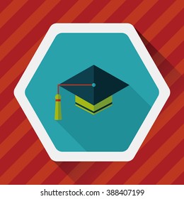 Education Cap flat icon with long shadow,eps10