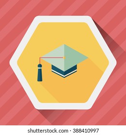Education Cap flat icon with long shadow,eps10