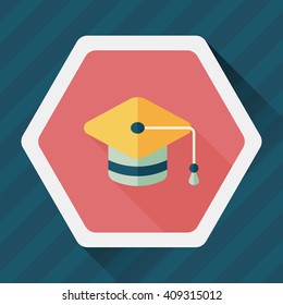 Education Cap flat icon with long shadow,eps10