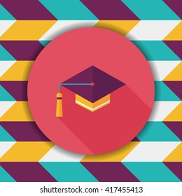 Education Cap flat icon with long shadow,eps10