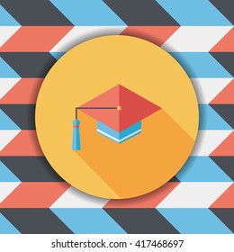 Education Cap flat icon with long shadow,eps10