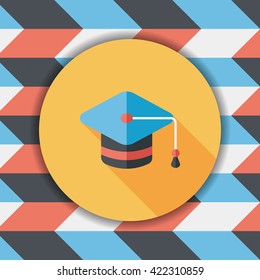 Education Cap flat icon with long shadow,eps10