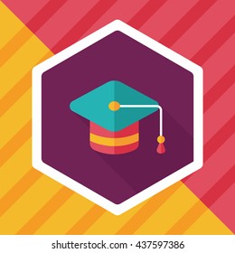 Education Cap flat icon with long shadow,eps10