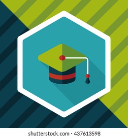 Education Cap flat icon with long shadow,eps10