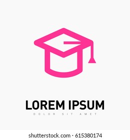 Education cap line vector icon