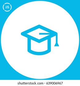 Education cap line vector icon