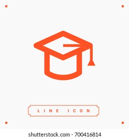 Education cap line vector icon