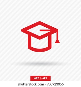Education cap line vector icon