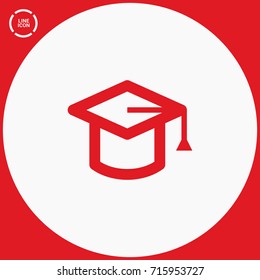 Education cap line vector icon