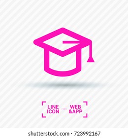 Education cap line vector icon