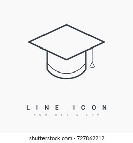 Education cap line vector icon