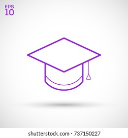 Education cap line vector icon