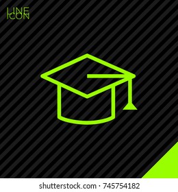 Education cap line vector icon
