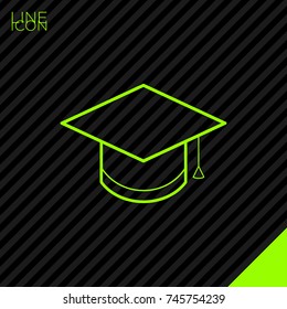 Education cap line vector icon
