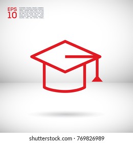 Education cap line vector icon
