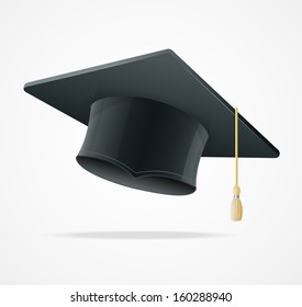 Education Cap on White Background. Graduation student hat.