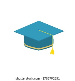 Education Cap on White Background. Student Graduation Hat. Flat Vector Illustration.