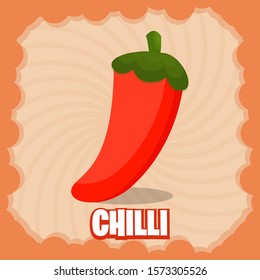 Education Card Chilli Pepper Fruit Cardboard Box Banners with Name Card , Design for fruit alphabet card vector ornament tropical fruits