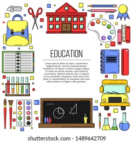 Education card concept. School illustration for design and web,