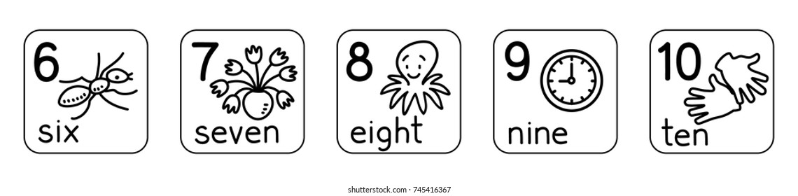 Education cards for learning to count from 1 to 10