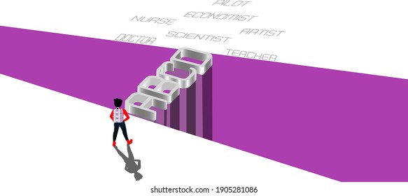 Education and career concept. Student navigating through learning to get a career. Individual; shadow; 3d text.