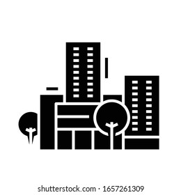 Icono negro del centro educativo, ilustración conceptual, símbolo plano vectorial, signo de glifo.