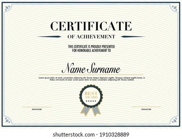 Education Certificate or diploma retro vintage design template