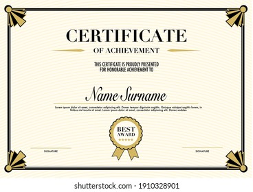 Education Certificate or diploma retro vintage design template