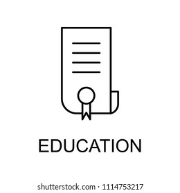 education certificate line icon. Element of human resources signs with name for mobile concept and web apps. Thin line education certificate line icon can used for web and mobile on white background