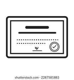 Icono del vector del liner del certificado de educación