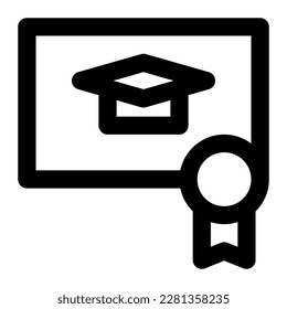Education certificate in outline icon. Achievement, diploma, graduate, success, document