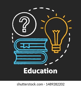 Education chalk concept icon. Knowledge and wisdom idea. Reading books, solutions, answers search. Learning and studying. Vector isolated chalkboard illustration