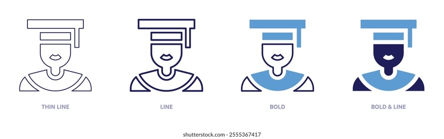 Education challenges icon in 4 different styles. Thin Line, Line, Bold, and Bold Line. Duotone style. Editable stroke.