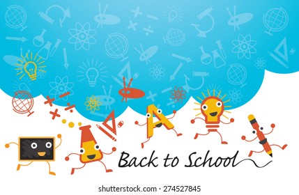 Education Characters Run Back To School Background, Kindergarten, Preschool, Kids, Learning And Study Concept