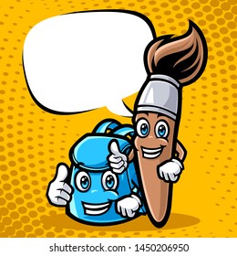 Education characters vector poster with empty white speech bubbles and talking or speaking posture for back to school design. Vector illustration.