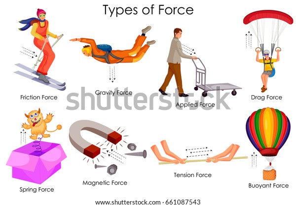 Education Chart Physics Different Types Force Stock Vector (Royalty