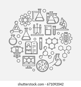 Education and chemistry circular symbol. Vector round creative chemical sign in thin line style