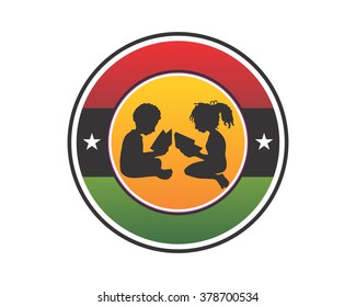 education children silhouette image icon vector