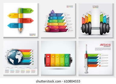 Education, children, sport, medicine and global infographics templates. Vector illustration. Can be used for workflow layout, diagram, business step options, banner, web design.