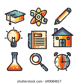 Education Christmas Line Flat Icon 