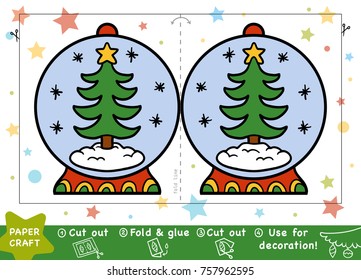 Education Christmas Paper Crafts for children, Snowball and Christmas tree. Use scissors and glue to create the image.