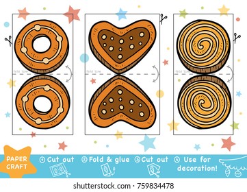 Education Christmas Paper Crafts for children, Christmas Cookies. Use scissors and glue to create the image.