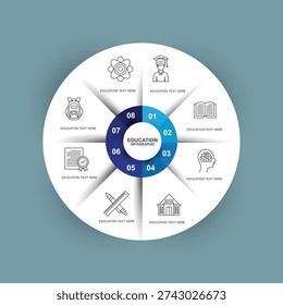 Education circle Infographic Elements 8 steps