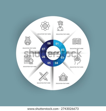 Education circle Infographic Elements 8 steps