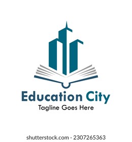 Education city design template illustration. There are book with building