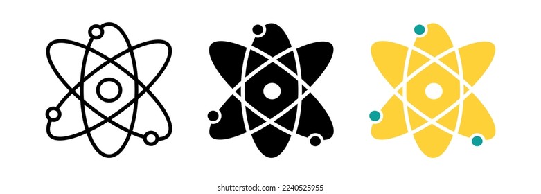 Education ckalk icon. Atom. Thin line customizable illustration. Contour symbol. Vector isolated outline drawing. eps 10