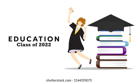 Education Class of 2022. Template for graduation design.isolated on white background ,Vector illustration EPS 10