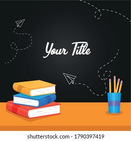 Antecedentes en el aula de educación. Plantilla de ilustración vectorial para diseño de flujo de trabajo, banner, diagrama, opciones de número, opciones de paso, diseño web.